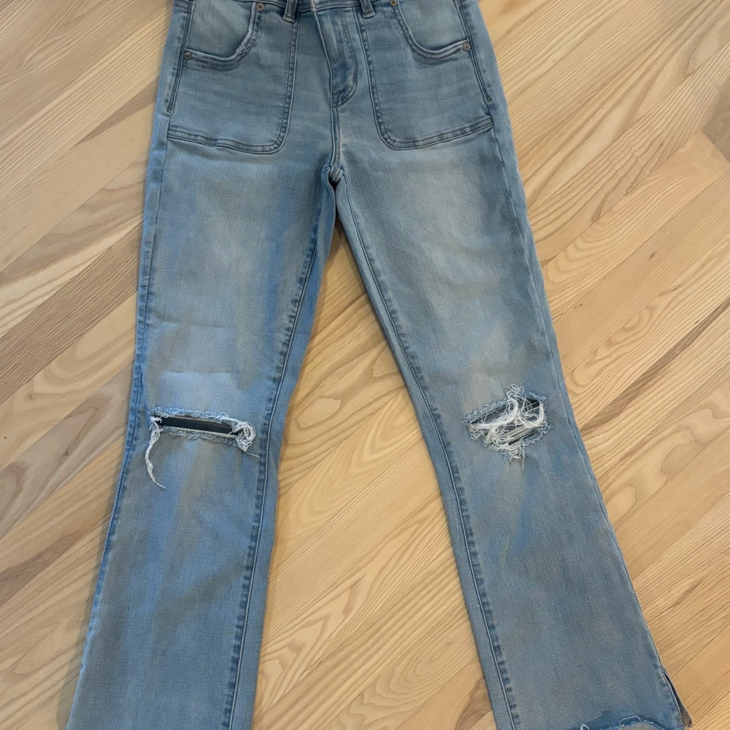 American Eagle Outfitters Light Blue Distressed Flare Jeans